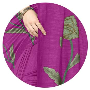 pre-stitched purple silk blend floral printed saree 4