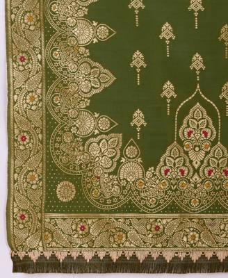  green viscose silk floral embroidered straight kurta with pant & jacquard dupatta 4