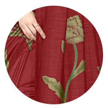 Maroon vichitra silk blend floral print ready to wear saree with unstitched blouse piece 4