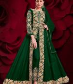  embroidered long Indian green anarkali salwar suit in georgette for wedding party wear