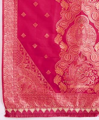  pink viscose silk floral embroidered straight kurta with pant & jacquard dupatta 4