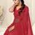 Red georgette plain/zari work satin woven border ready to wear saree with unstitched blouse piece