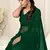 ready to wear dark green georgette plain/zari work satin woven border saree with unstitched blouse piece