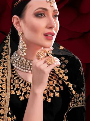  embroidered long Indian black anarkali salwar suit in georgette for wedding party wear 2