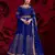  embroidered long Indian blue anarkali salwar suit in georgette for wedding party wear