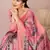 Coral Pink Art Silk Shibori Print/Laheriya Print Golden Zari Border Saree With Unstitched Blouse Piece