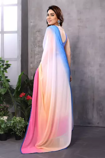 pre-stitched multy georgette c saree festive party looks
