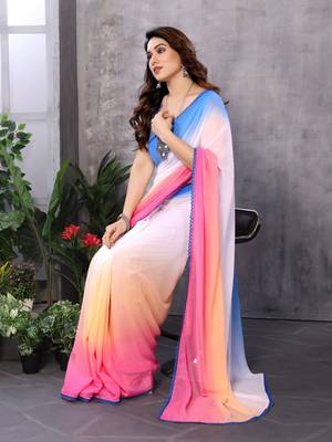 pre-stitched multy georgette c saree festive party looks 5
