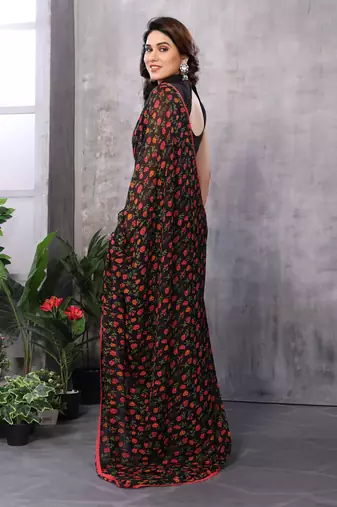 ready to wear black georgette c saree festive party looks