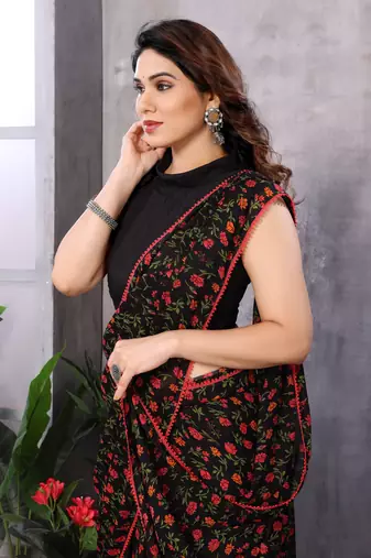 ready to wear black georgette c saree festive party looks