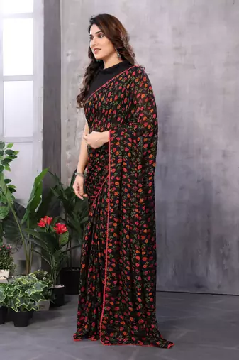 ready to wear black georgette c saree festive party looks