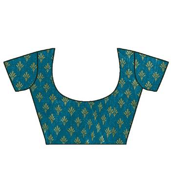 rama blue vichitra silk blend floral print ready made saree piece 4