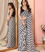 ready to wear white georgette c saree for festive party looks