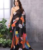 ready to wear black georgette c saree for festive party looks