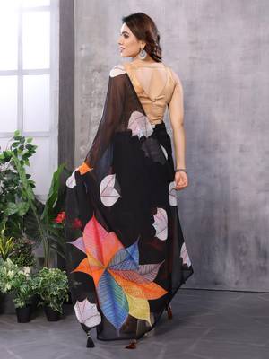 pre draped black georgette c saree festive party looks 2
