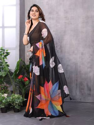 pre draped black georgette c saree festive party looks 4