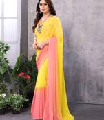 ready to wear yellow georgette c saree for festive party looks