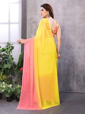 ready made yellow georgette c saree festive party looks 2