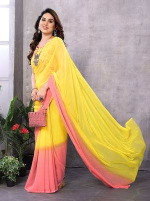ready made yellow georgette c saree festive party looks 4