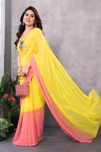 ready made yellow georgette c saree festive party looks
