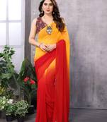 ready to wear orange georgette c saree for festive party looks