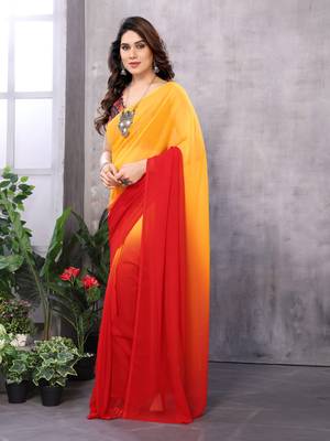 pre-stitched orange georgette c saree festive party looks 5