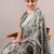 Light Grey Chiffon Floral Print Saree With Unstitched Blouse Piece