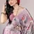 Dusty Wine Chiffon Floral Print Saree With Unstitched Blouse Piece