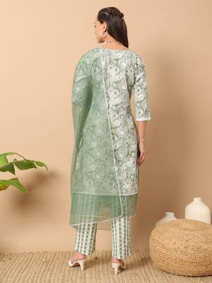 Green colour readymade salwar suit for trendy girlie festive wear looks 2