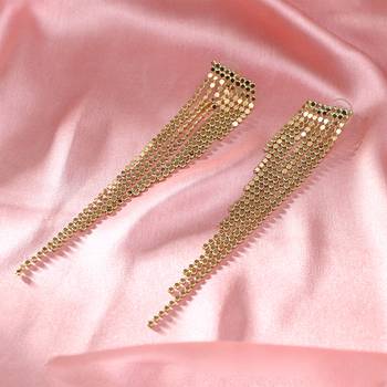 Women gold plated handcrafted tesselled dangle earrings 1
