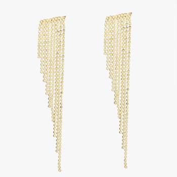 Women gold plated handcrafted tesselled dangle earrings 2