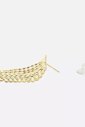 Women gold plated handcrafted tesselled dangle earrings