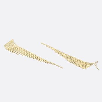 Women gold plated handcrafted tesselled dangle earrings 4