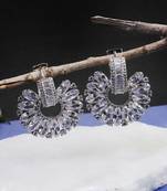 Women rhodium plated stone studded earrings
