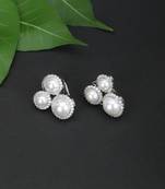 Women silver-plated pearl studded earrings
