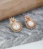 Women gold plated pearl studded studs earrings