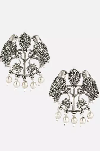 Women parrot design silver plated german earrings