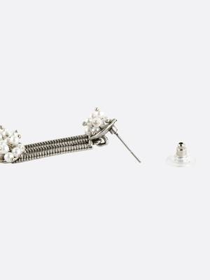 Women silver plated pearl drop earrings 4