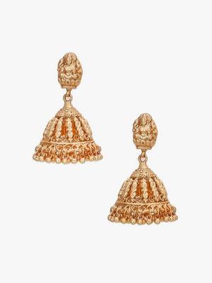 Women gold-plated laxmi temple jhumkis 3