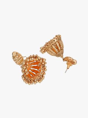 Women gold-plated laxmi temple jhumkis 4