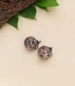 Women multicolor stone-studded circular earrings