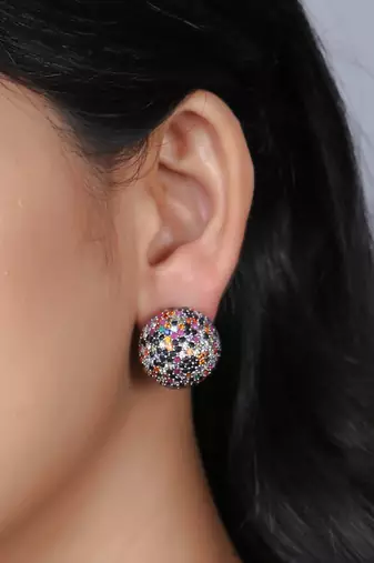 Women multicolor stone-studded circular earrings