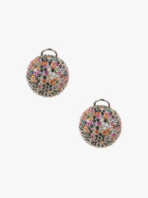 Women multicolor stone-studded circular earrings 3