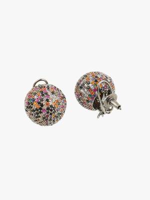 Women multicolor stone-studded circular earrings 4