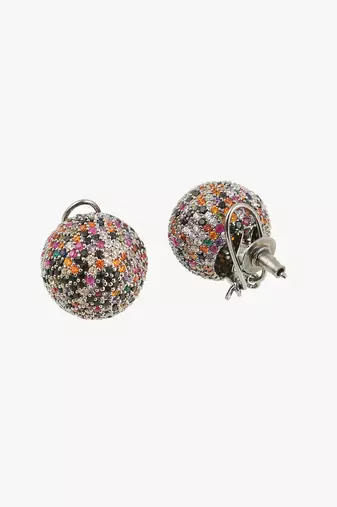 Women multicolor stone-studded circular earrings
