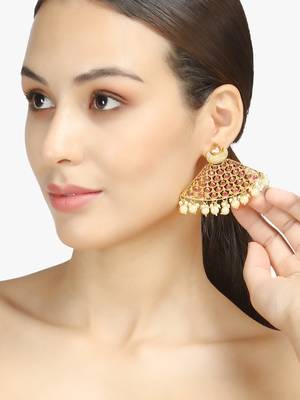 Women gold plated 24ct handcrafted earing 4