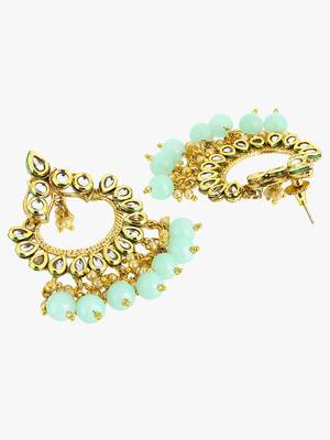 Women gold plated green chandbali earing 3