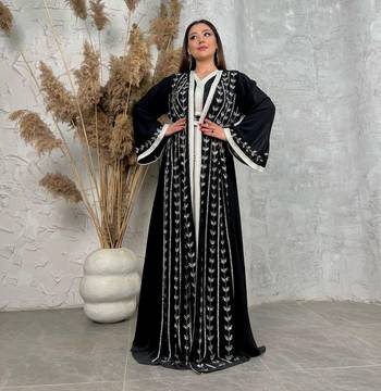 Black Kaftan Georgette Embroidered Stone work Stitched Dress Party Wear Wedding Dresses 1