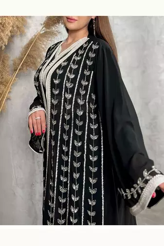Black Kaftan Georgette Embroidered Stone work Stitched Dress Party Wear Wedding Dresses