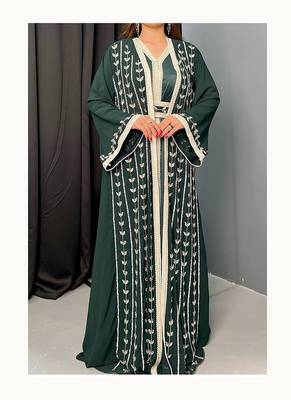 Green Kaftan Georgette Embroidered Stone work Stitched Dress Party Wear Wedding Dresses 1